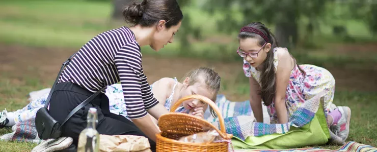 A family having a picnic outdoors