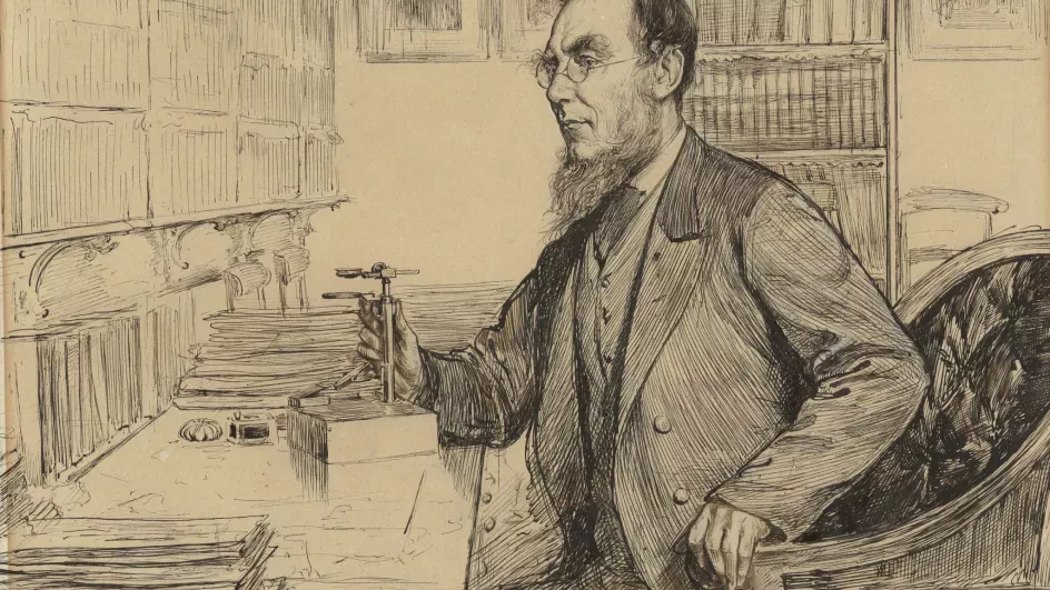 Sketch showing JD Hooker in his office