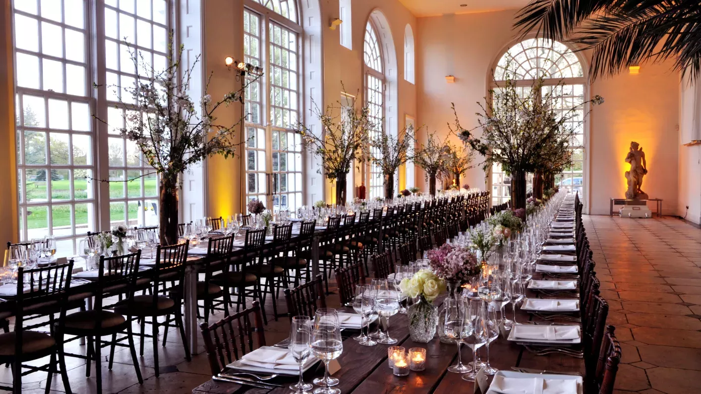 Full-length dining in the Orangery 