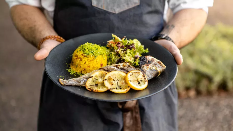 Fish, lemon and couscous dish