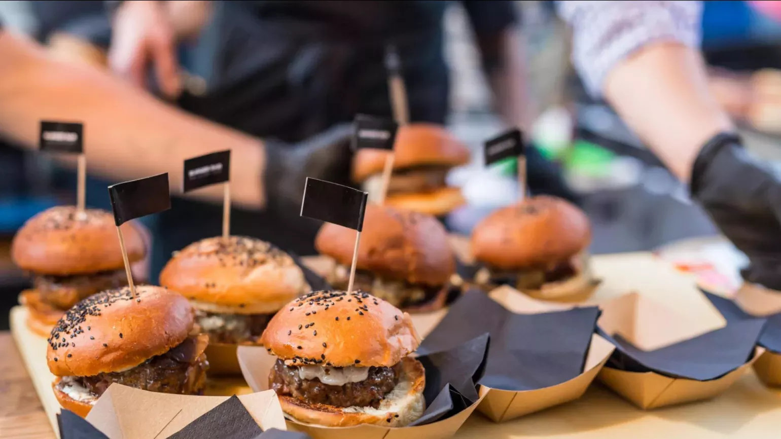 Sliders in takeaway boxes