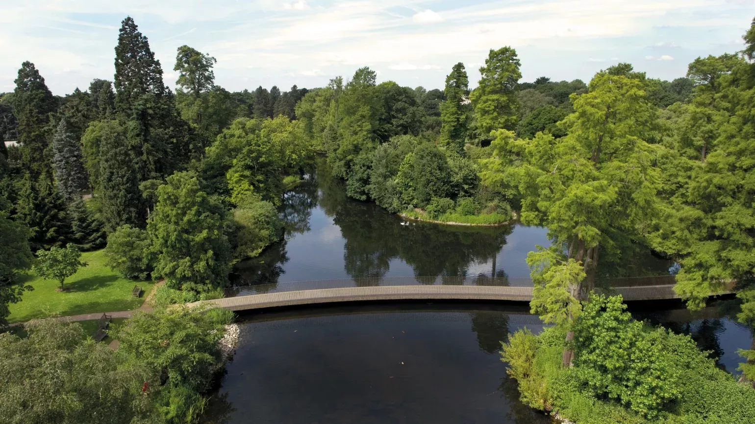 An aerial view of the Lake at Kew 